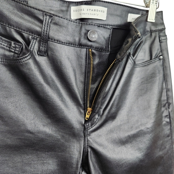 Social Standard by Sanctuary Black Faux Leather Ankle Skinny Pants Womens Size 6 - Picture 10 of 16